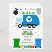 Garbage Trash Truck Birthday Invitation (Devant / Derrière)