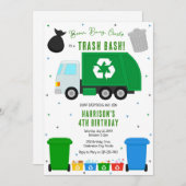 Garbage Trash Truck Birthday Invitation (Devant / Derrière)