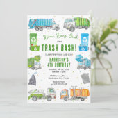 Garbage Trash Truck Birthday Invitation Kaart (Staand voorkant)