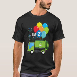 Garbage Truck 2e Birthday Vehicle Green Balloons T-shirt