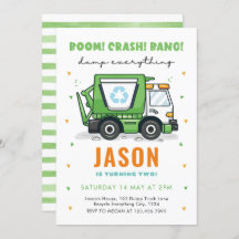 Garbage Truck Anniversaire Invitation