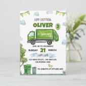 Garbage Truck Birthday Invitation Kaart (Staand voorkant)