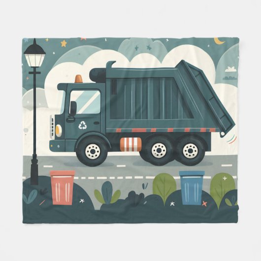 Garbage Truck Fleece Deken (Voorkant (Horizontaal))