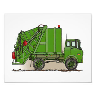 Garbage Truck Green Foto Afdruk