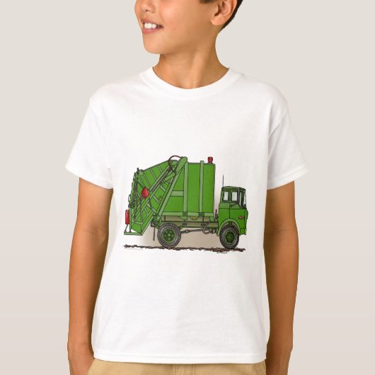 Garbage Truck Green Kinder T-Shirt (Voorkant)