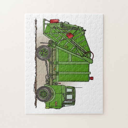 Garbage Truck Green Legpuzzel (Verticaal)