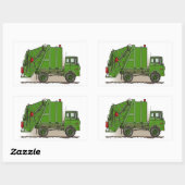 Garbage Truck Green Rechthoekige Sticker (Vel)