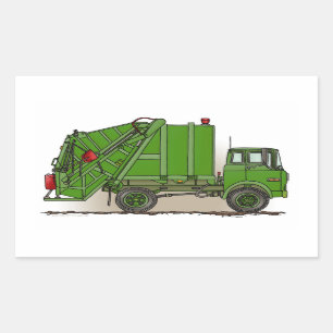 Garbage Truck Green Rechthoekige Sticker