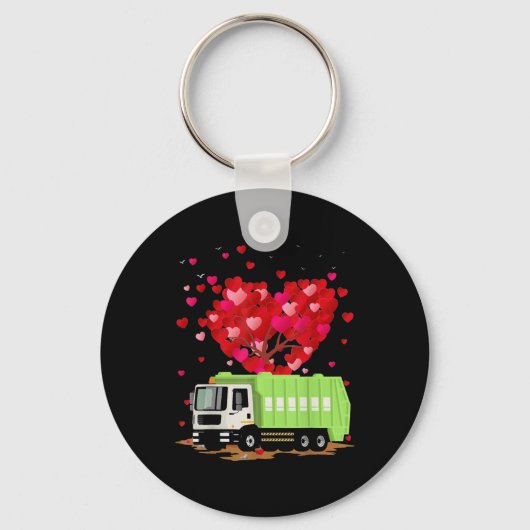 Garbage Truck Lover Heart Shape Sleutelhanger (Voorkant)