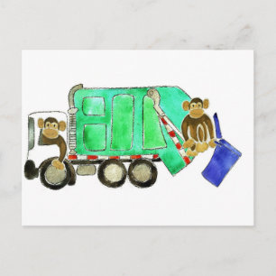 Garbage Truck Monkey Briefkaart