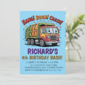 Garbage Truck Themed Kids Trash Party Birthday Kaart (Staand voorkant)