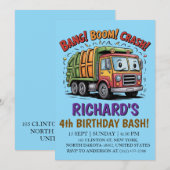Garbage Truck Themed Kids Trash Party Birthday Kaart (Voorkant / Achterkant)