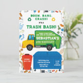 Garbage Truck Trash Bash Boy Birthday Invitation (Debout devant)