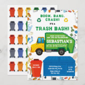 Garbage Truck Trash Bash Boy Birthday Invitation (Devant / Derrière)