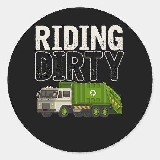 Garbage Trucker Ronde Sticker (Voorkant)