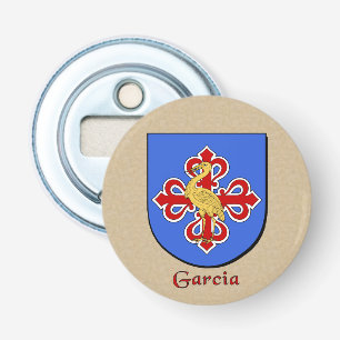 Garcia Heraldic Arms op perkament stijl terug Button Flesopener