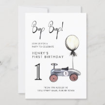 Garçon 1er Anniversaire Course Vintage Invitation