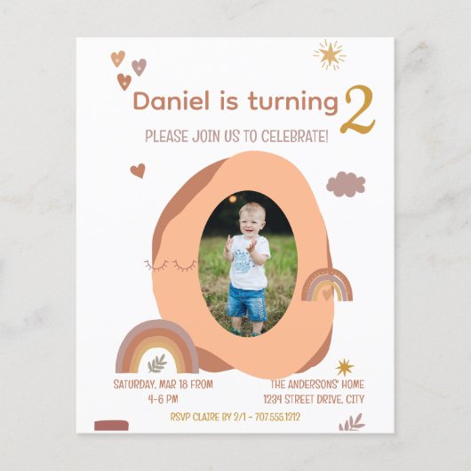 Garçon 2e carte d'invitation avec photo (Devant)