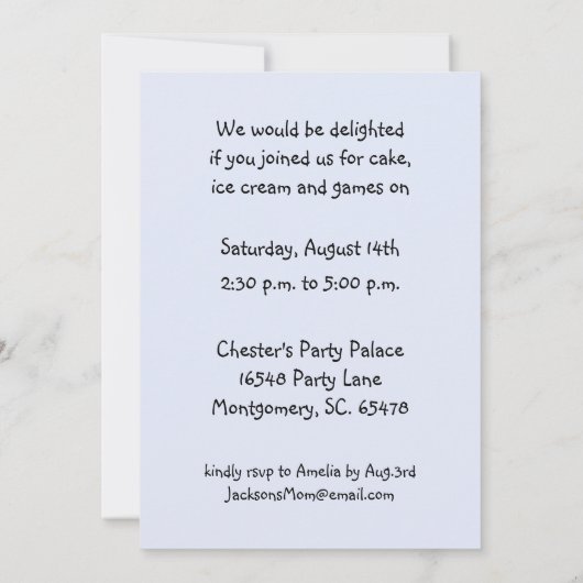 GARÇON an de 5 invitations de fête d'anniversaire (Dos)