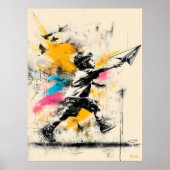 Garçon avec avion en papier – Affiche de graffiti  (Devant)