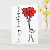 Garçon avec Ballons de Coeur Doodle Bonne carte d' (Fleur jaune)