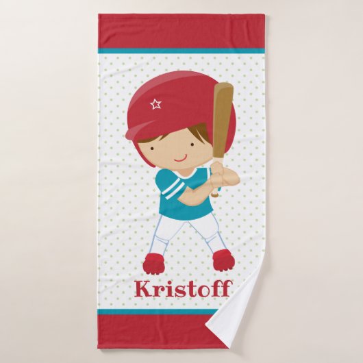 Garçon avec Bat de Baseball Serviette de bain pers (Serviette de bain)