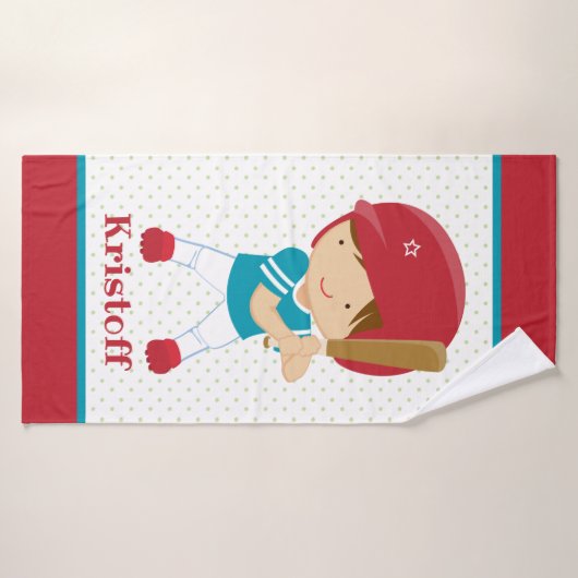 Garçon avec Bat de Baseball Serviette de bain pers (Serviette de bain)