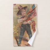 Garçon avec Feux d'Artifice, Drapeau Américain, Im (Serviette à main)