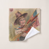 Garçon avec Feux d'Artifice, Drapeau Américain, Im (Gant de toilette)