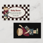 Garçon avec la carte de date vérifiée par planche (Devant / Derrière)