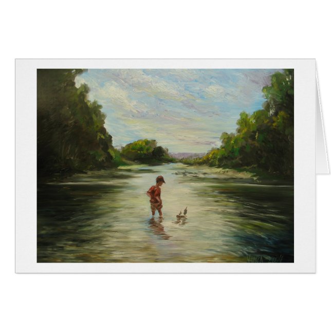 Garçon avec un bateau de jouet (Devant horizontal)