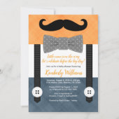 garçon baby shower invitation petit homme orange m (Devant)