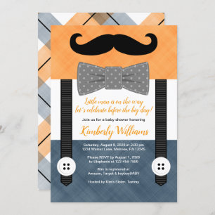 garçon baby shower invitation petit homme orange m