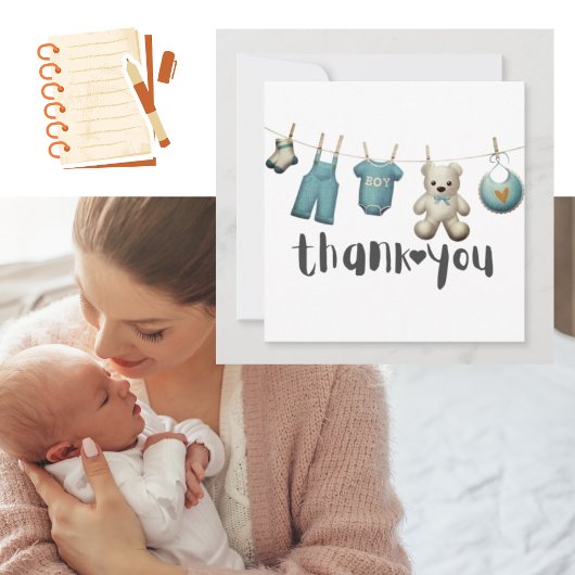 Garçon Baby shower Merci Teddy Ours