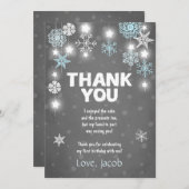 Garçon bleu de carte de remerciements (Devant / Derrière)