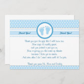 Garçon bleu de carte de remerciements de baby (Devant / Derrière)
