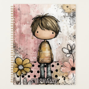 Garçon Capricieux Aquarelle aux Accents Floraux (4