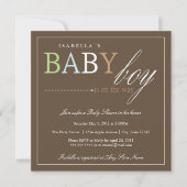 Garçon Carré| Invitation Baby shower (Devant)