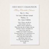Garçon communion catholique souvenir Carte Sainte (Dos)