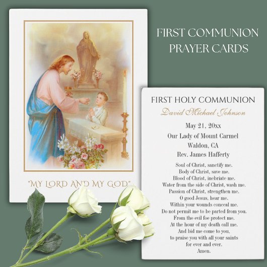 Garçon communion catholique souvenir Carte Sainte