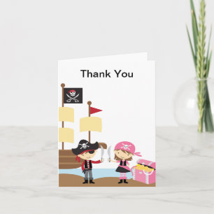 Garçon de pirate et carte de note rose de fille de