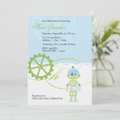 Garçon des invitations | de baby shower de robot (Debout devant)