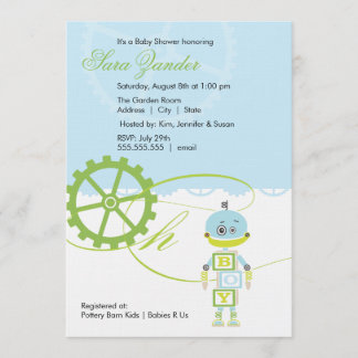 Garçon des invitations | de baby shower de robot