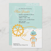 Garçon des invitations | de baby shower de robot (Devant / Derrière)