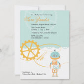 Garçon des invitations | de baby shower de robot (Devant)