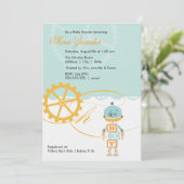 Garçon des invitations | de baby shower de robot (Debout devant)