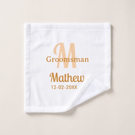 garçon d'honneur orange nom lettre date pastel mas (Gant de toilette)