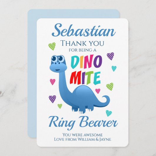 Garçon d'honneur porte-anneau Merci Dinosaure (Devant / Derrière)