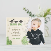 Garçon Dino de partie de carte de remerciements (Debout devant)