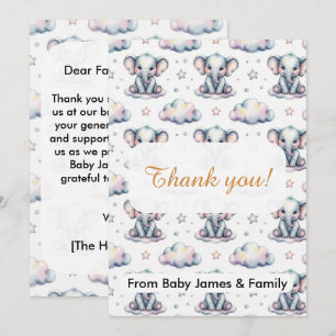 Garçon éléphant bleu aquarelle Baby Shower Merci